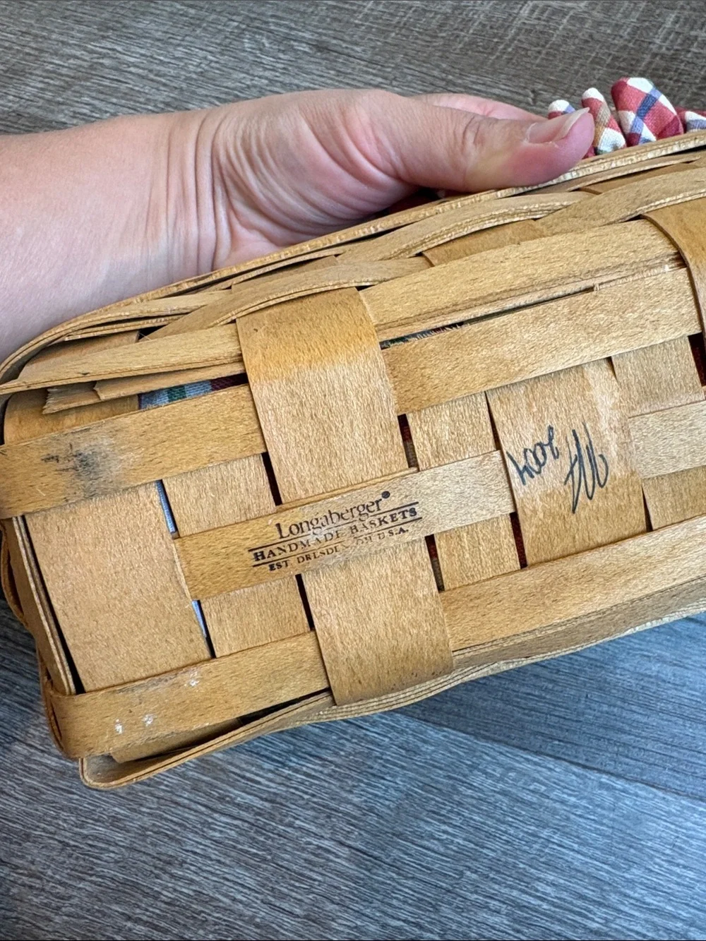 Longaberger Rectangular Basket 2004 Plaid Insert & Protector 11.5”